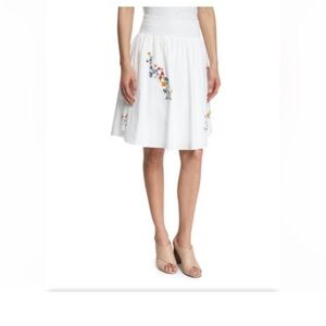 Tory Burch Cassie Floral Embroidered Handkerchief Skirt. Size M